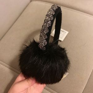 NWT Collection18 Beaded Earmuff with Black Fur